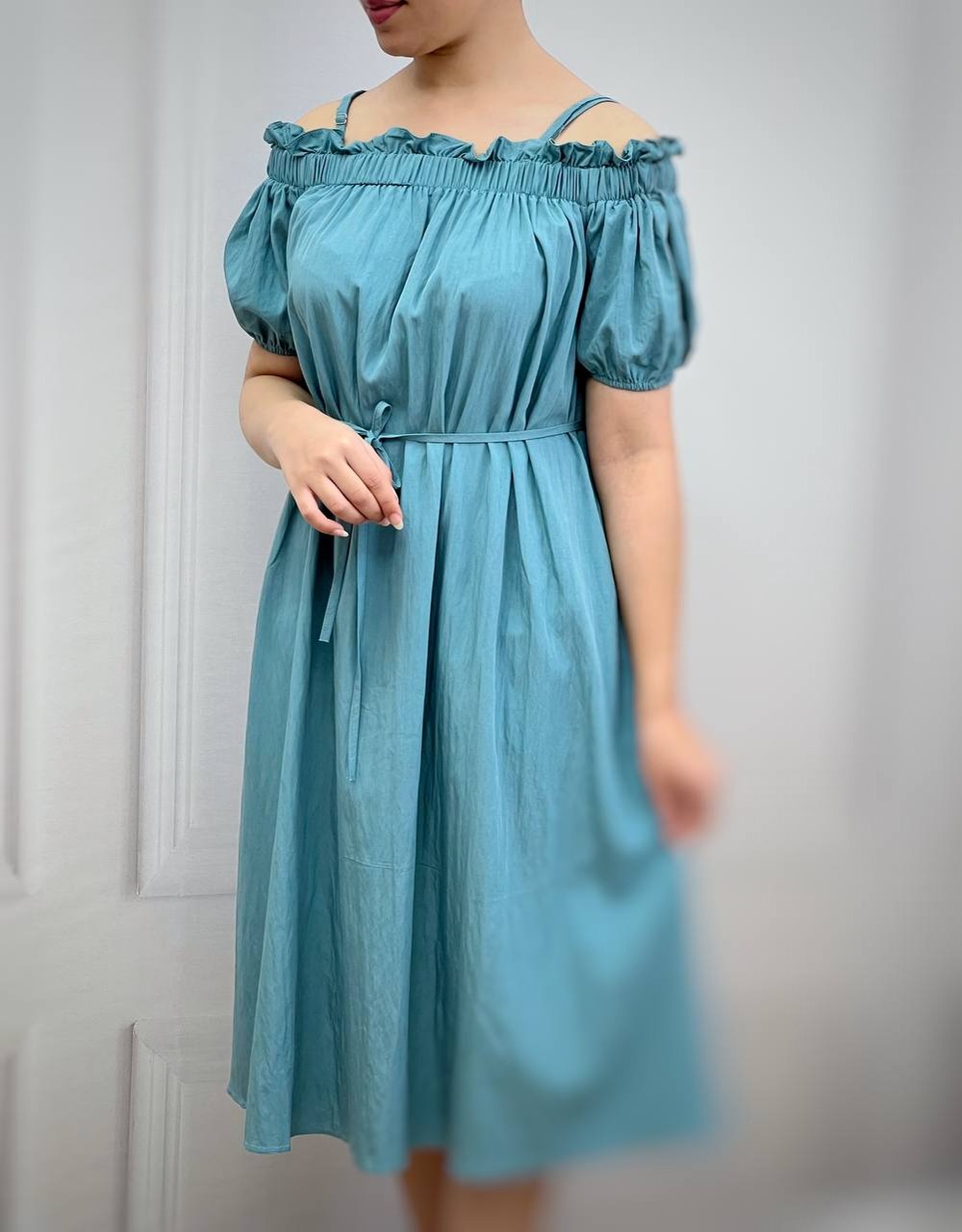 پیراهن سرشانه باز دو رنگ کد 3709