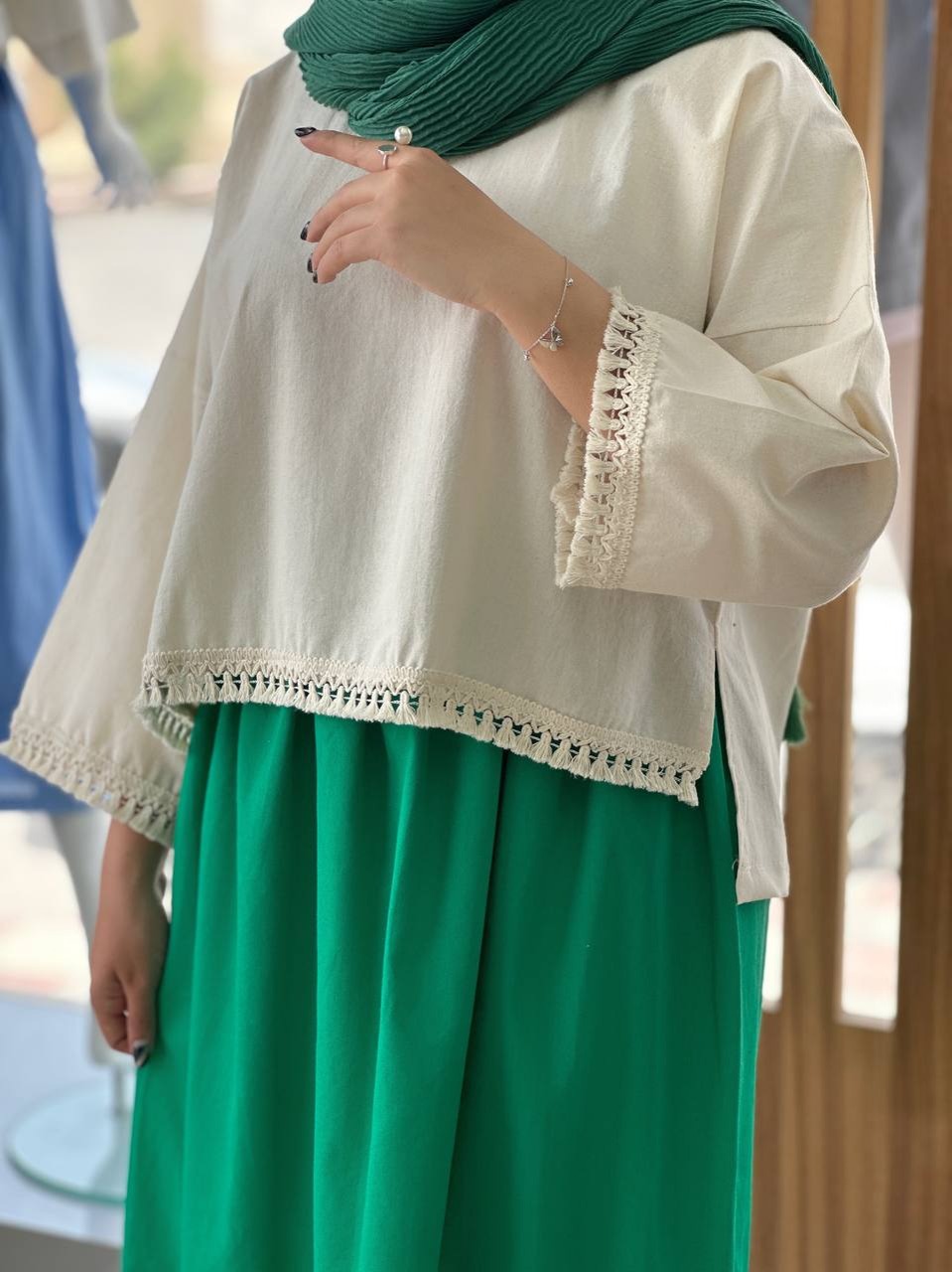 ست شومیز و دامن لینن کد 3713