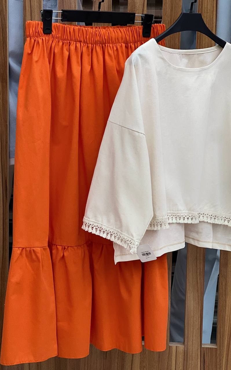 ست شومیز و دامن لینن کد 3713