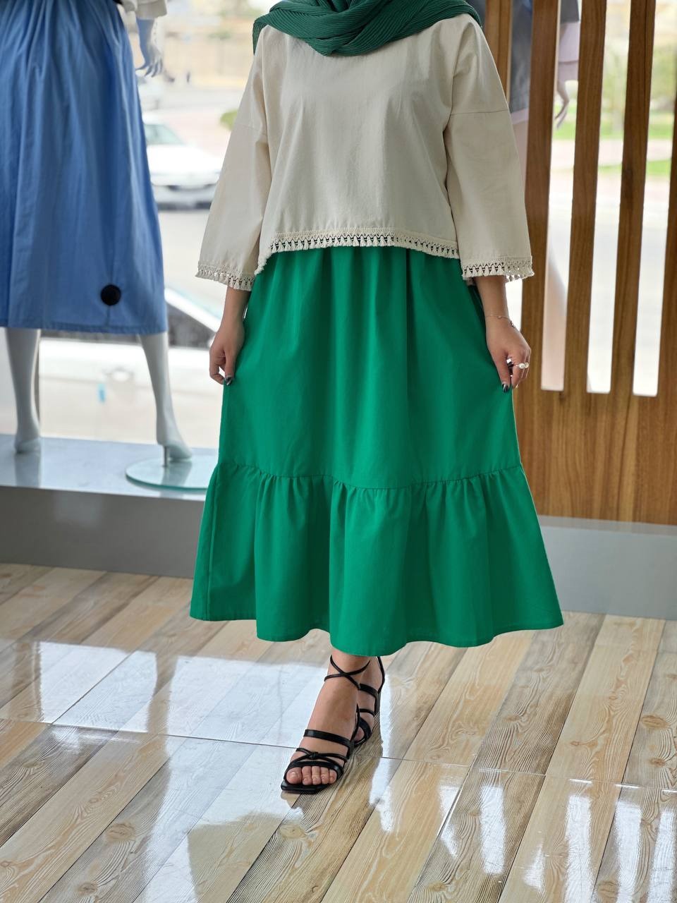 ست شومیز و دامن لینن کد 3713