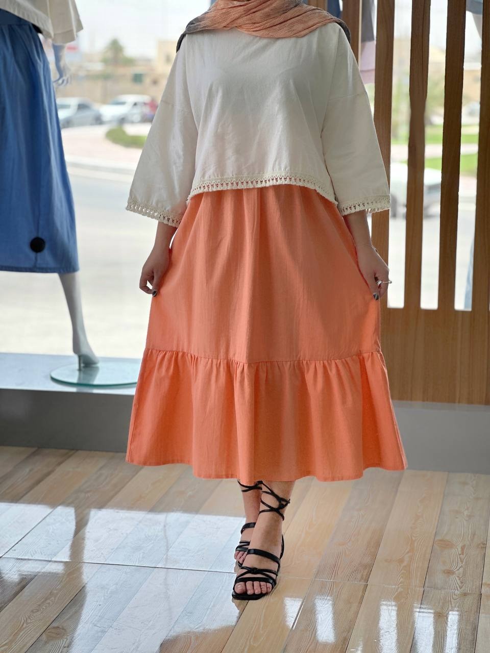 ست شومیز و دامن لینن کد 3713