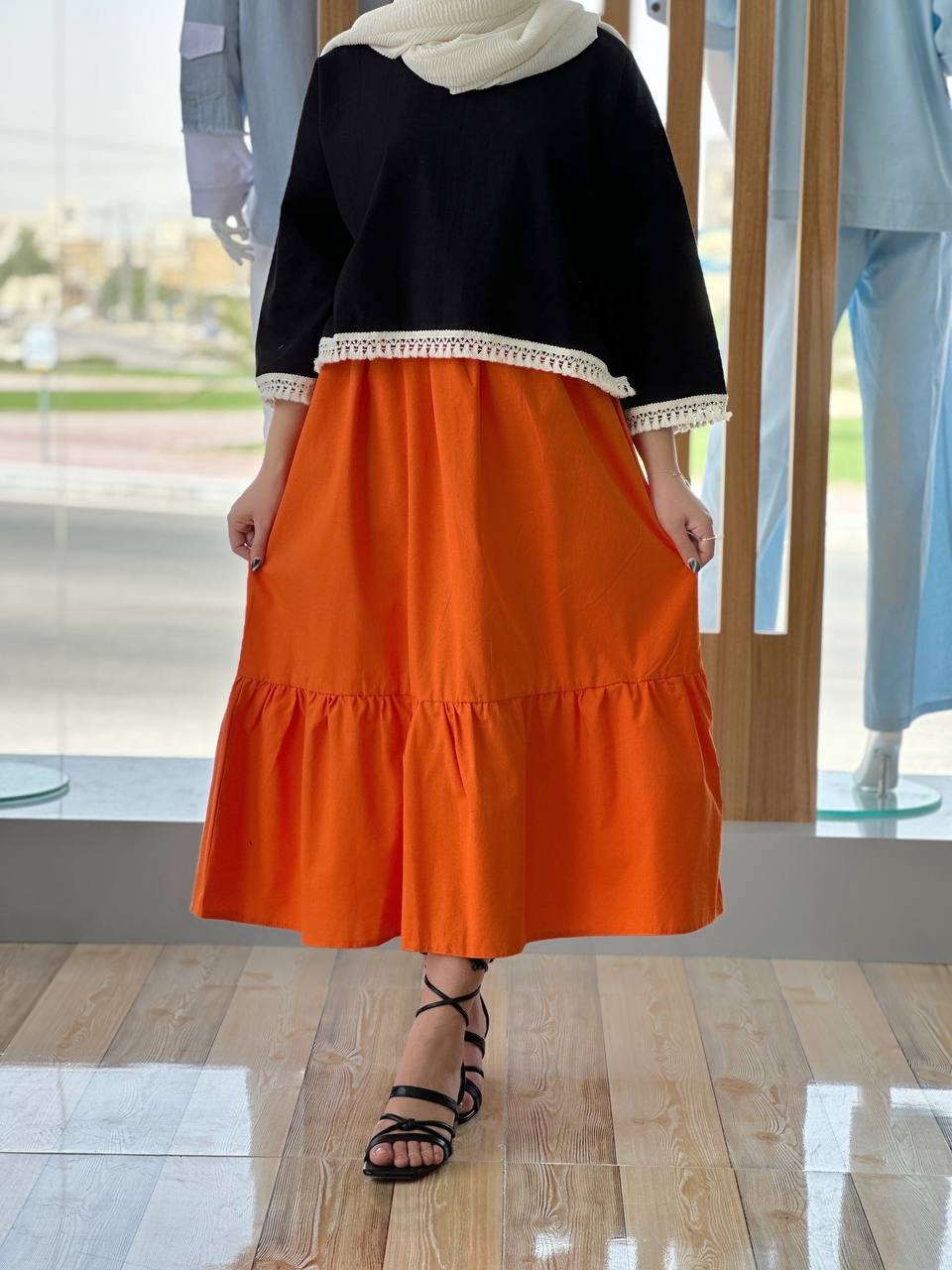 ست شومیز و دامن لینن کد 3713