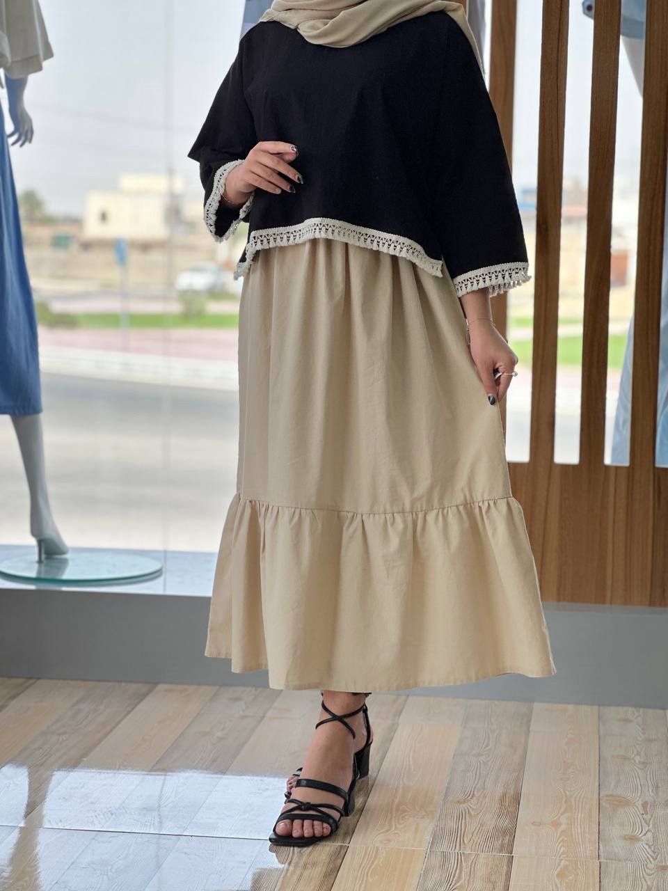 ست شومیز و دامن لینن کد 3713