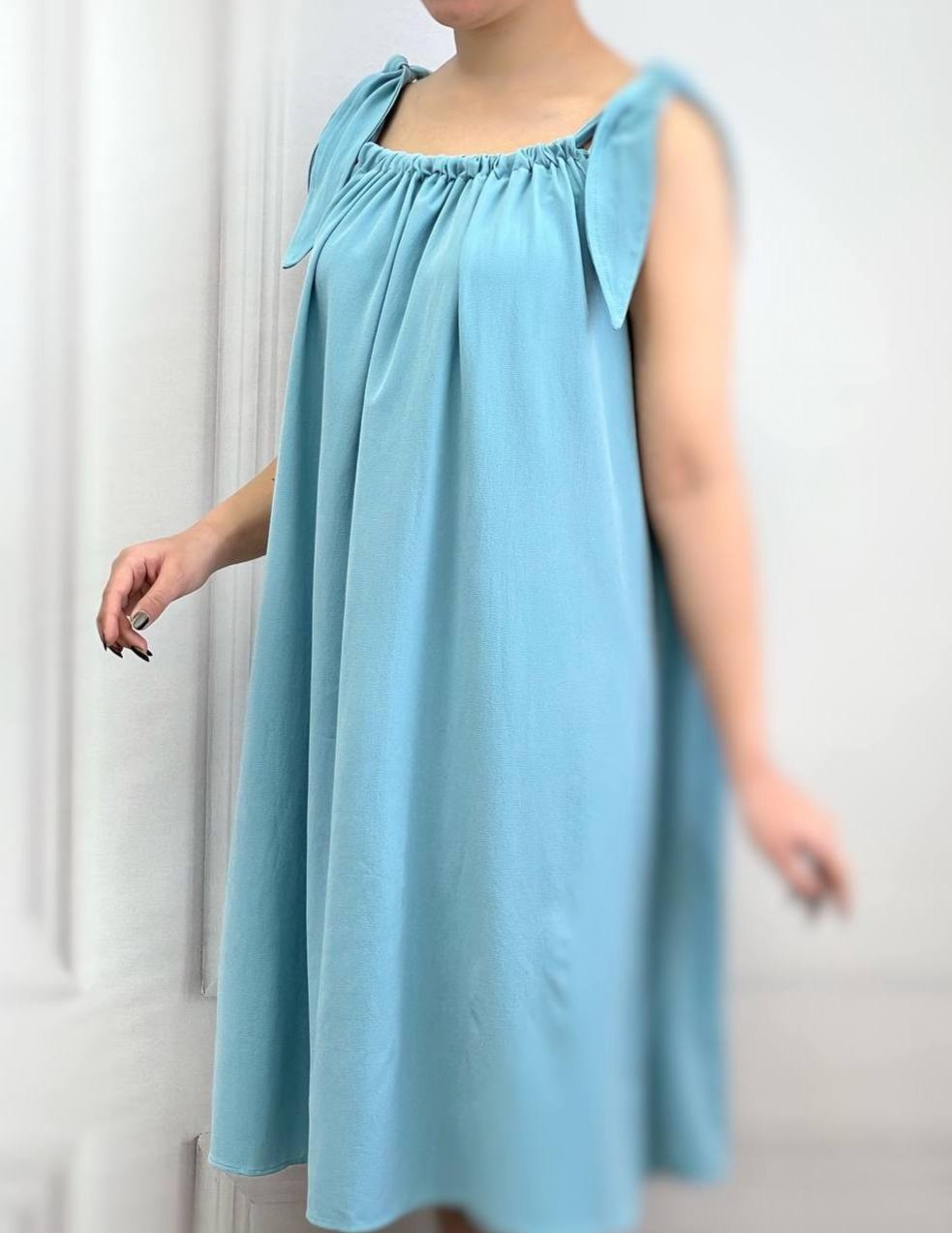 پیراهن کرپ سرشانه پاپیون کد 3714