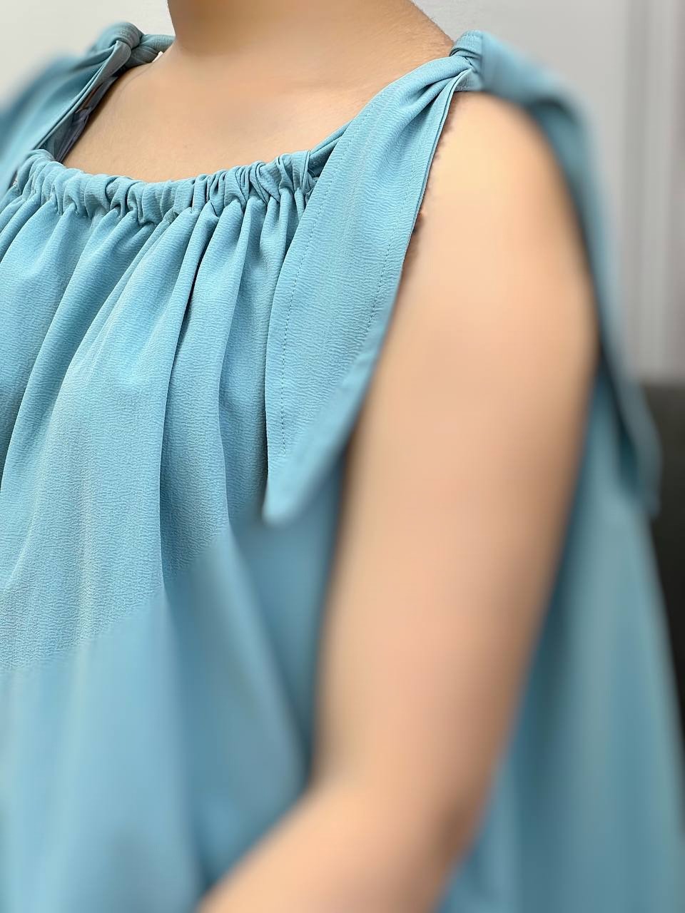 پیراهن کرپ سرشانه پاپیون کد 3714