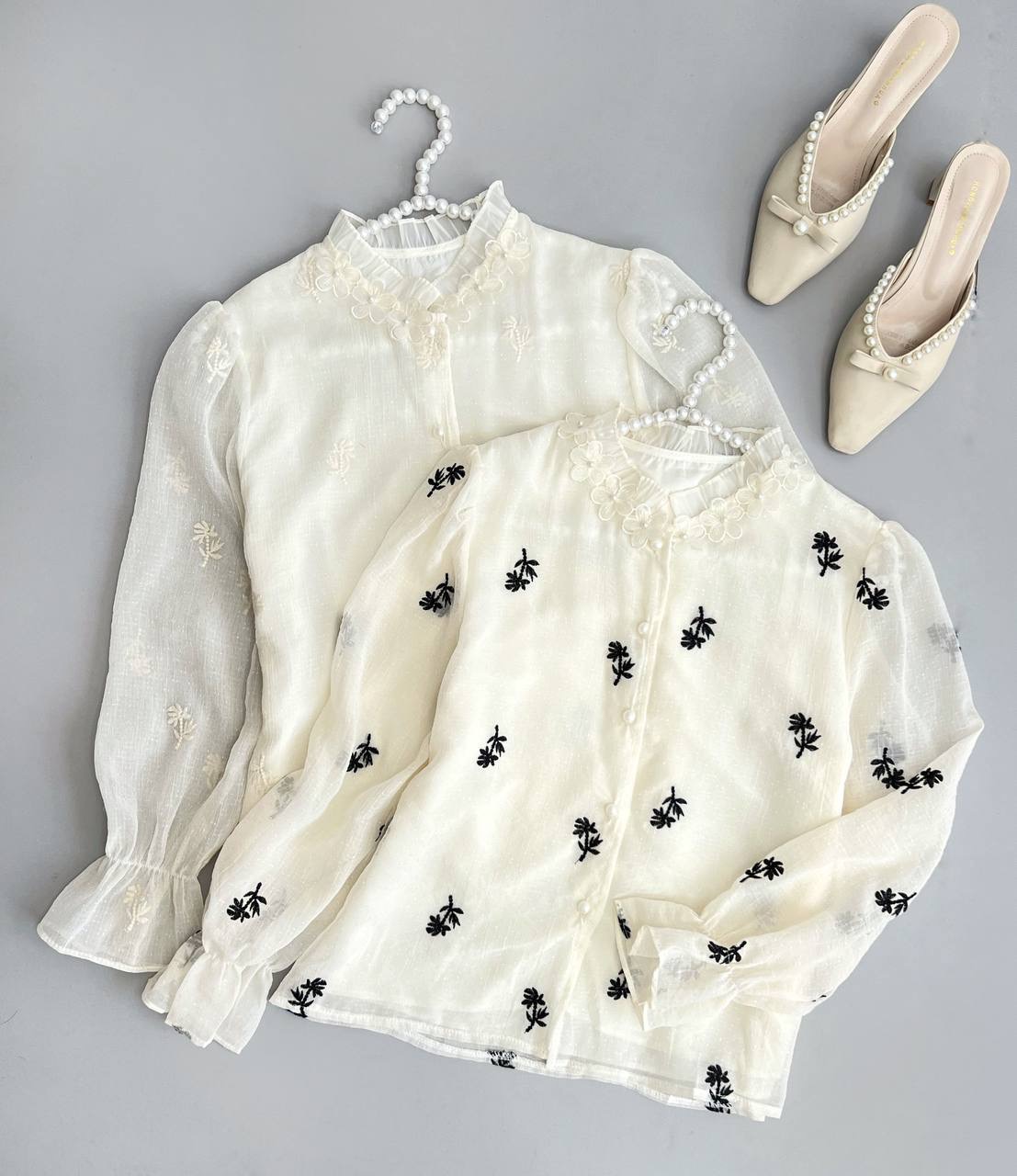 شومیز حریر شاین گلدوزی شده کد 3717