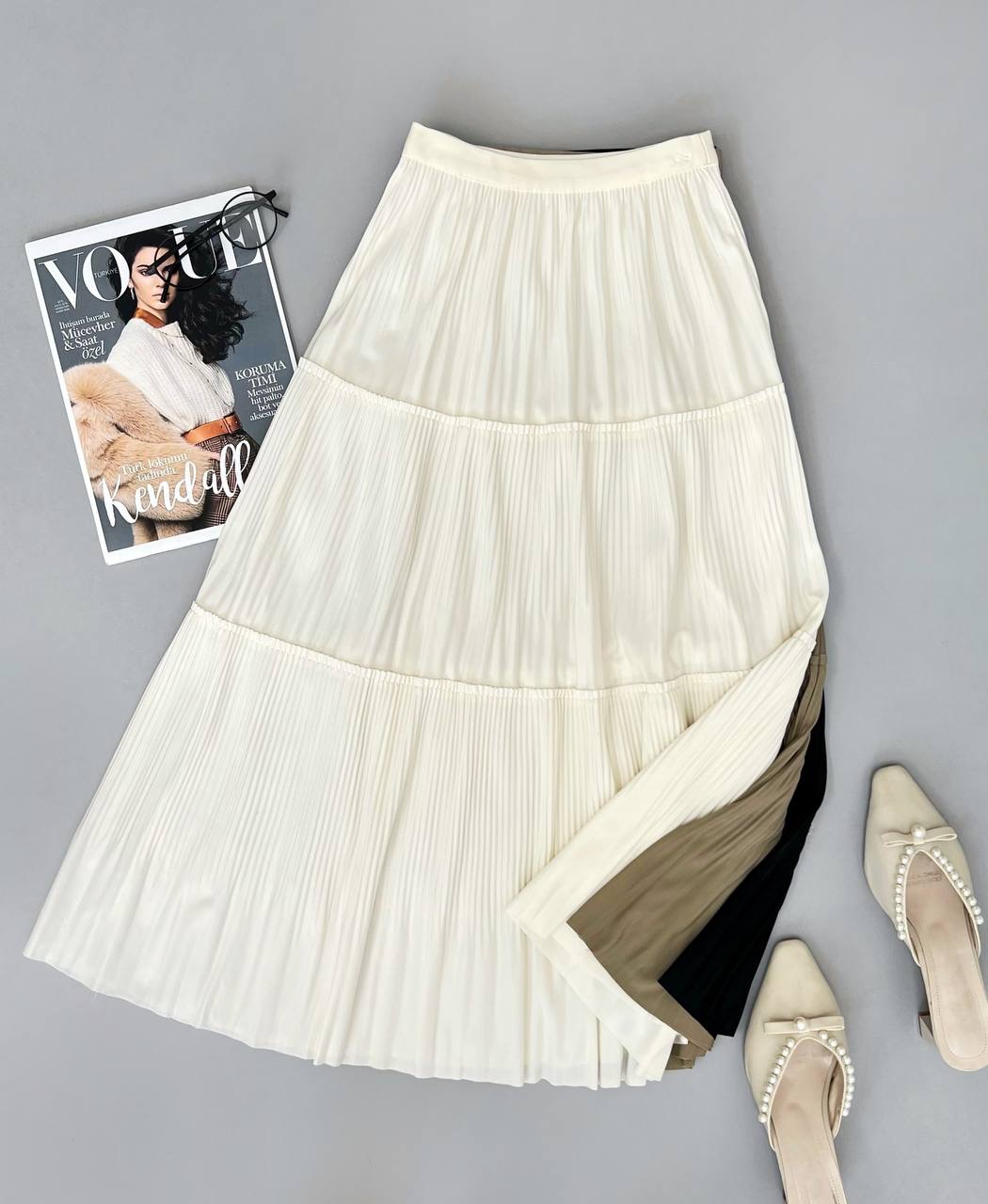 دامن سه چین بلند کد 3718