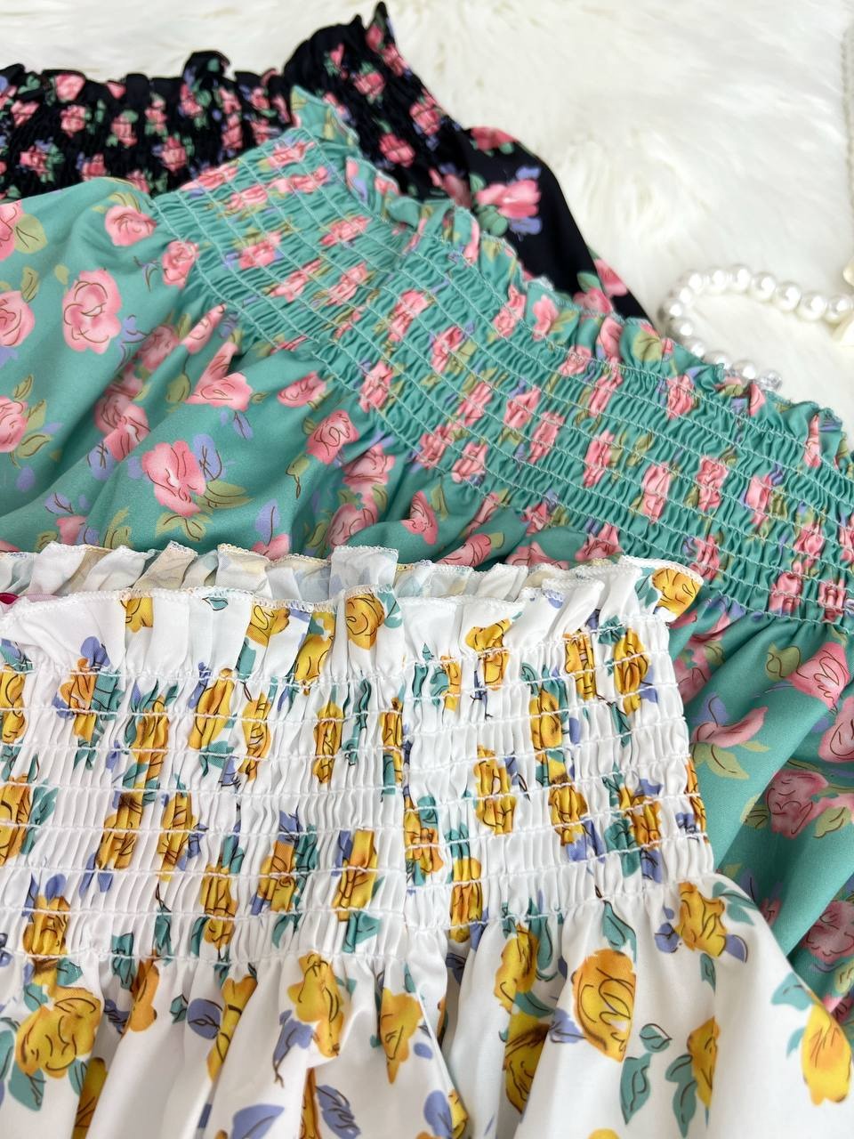 شومیز یقه قایقی گلدار کد 3723