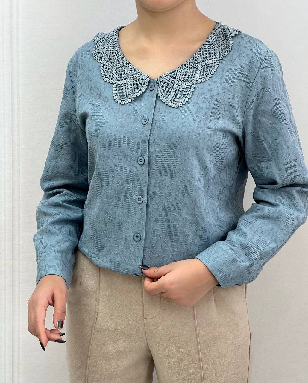 شومیز گل برجسته دو رنگ کد 3725