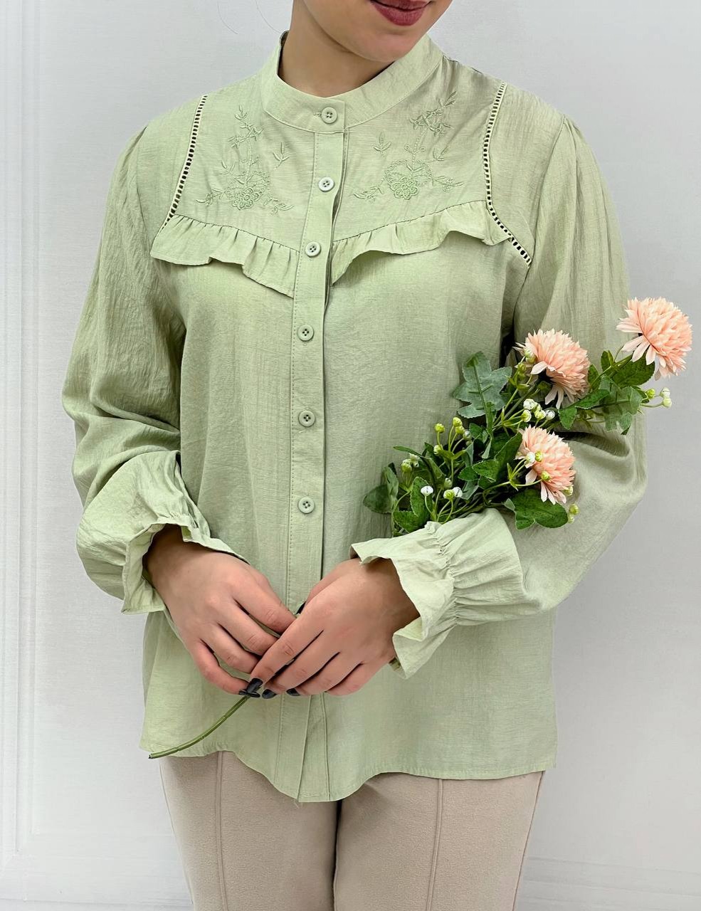 شومیز نخ گلدوزی شده وارداتی کد 3726