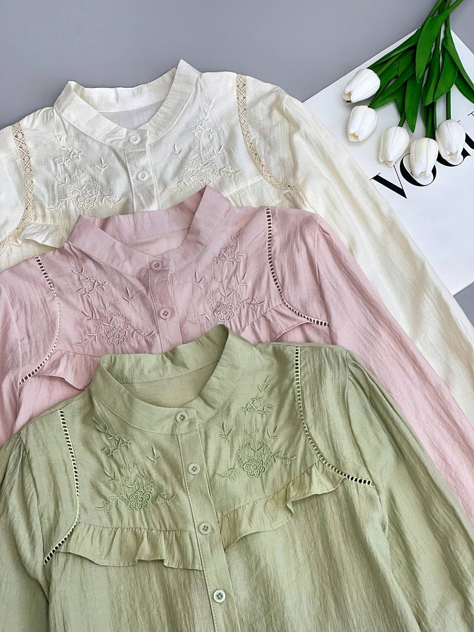 شومیز نخ گلدوزی شده وارداتی کد 3726