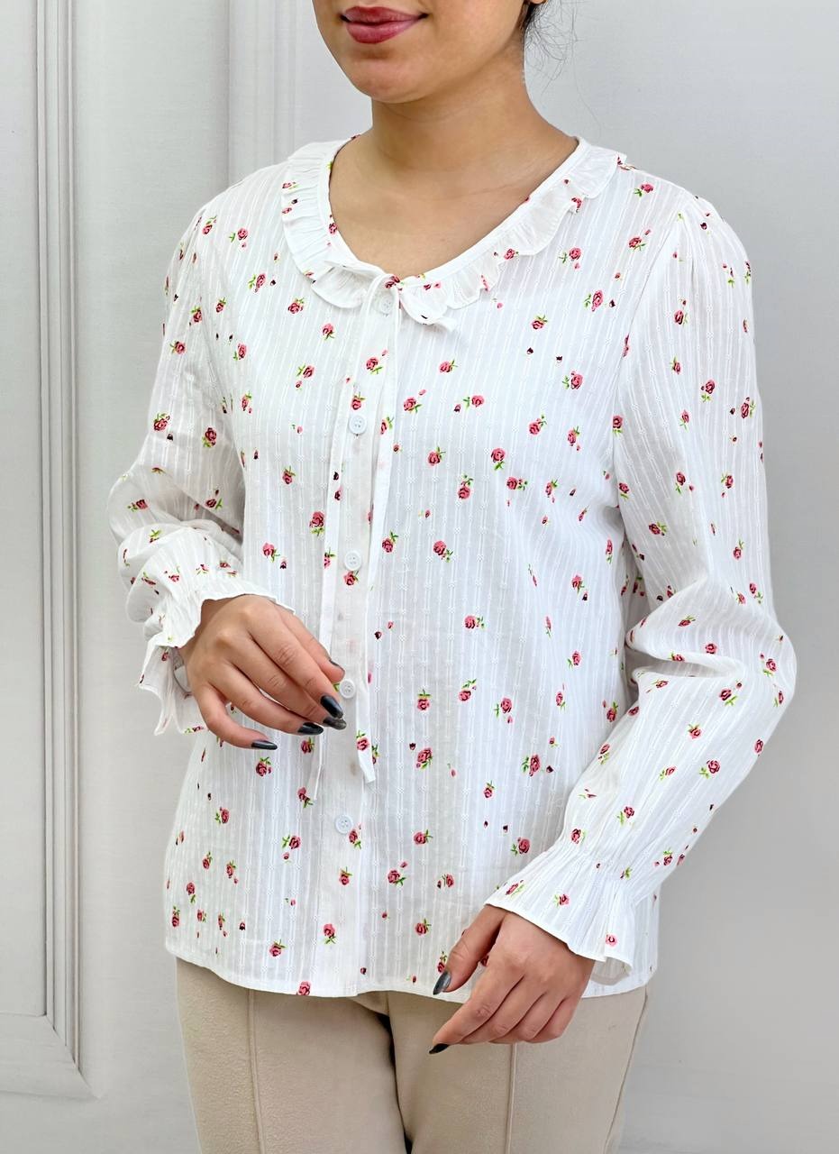 شومیز خامه دوزی گل ریز کد 3729