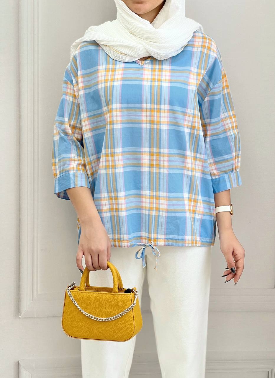 شومیز تمام نخ چهارخونه کد 3730