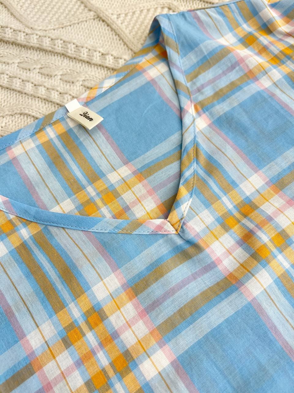 شومیز تمام نخ چهارخونه کد 3730