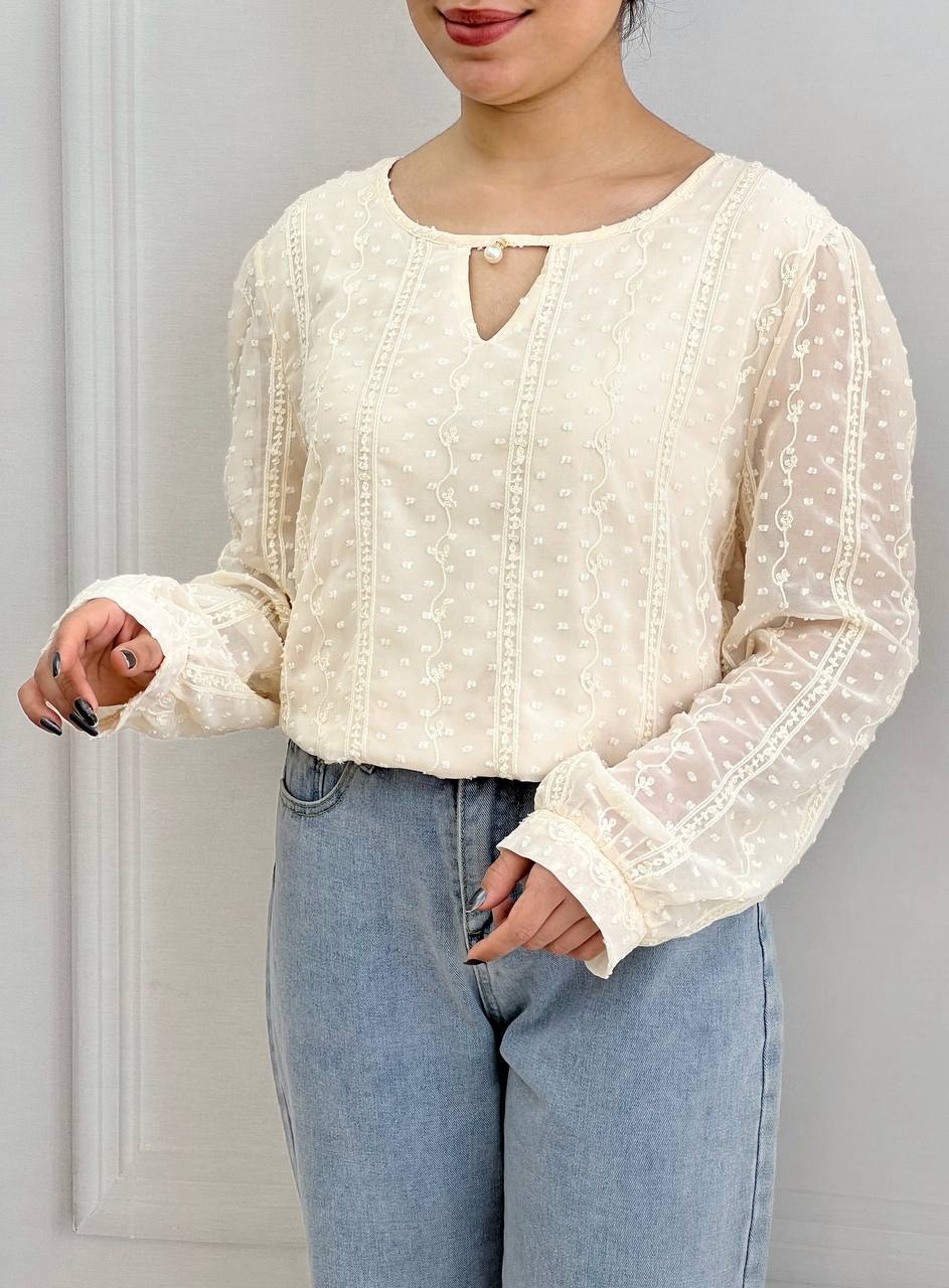 شومیز حریر گلدوزی شده کد 3731