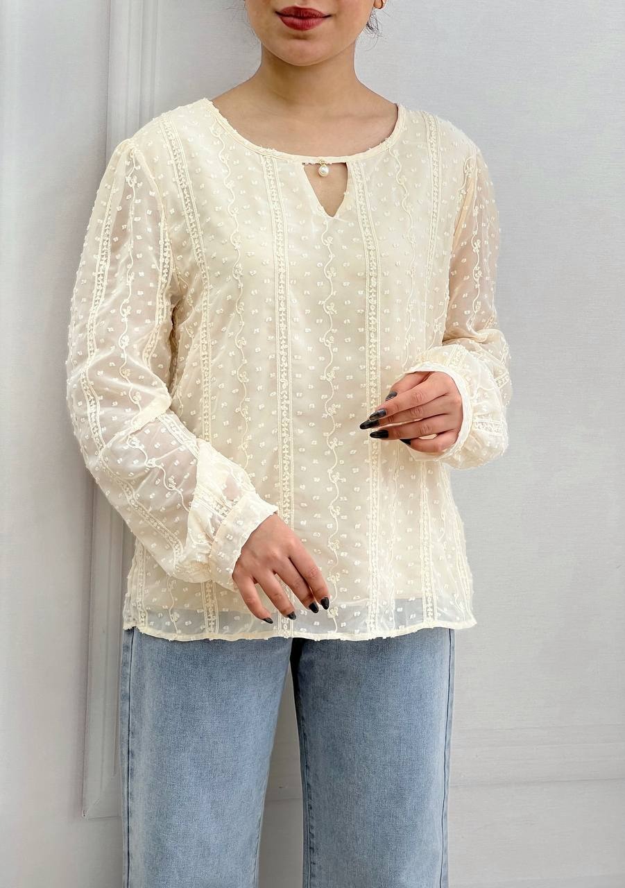 شومیز حریر گلدوزی شده کد 3731