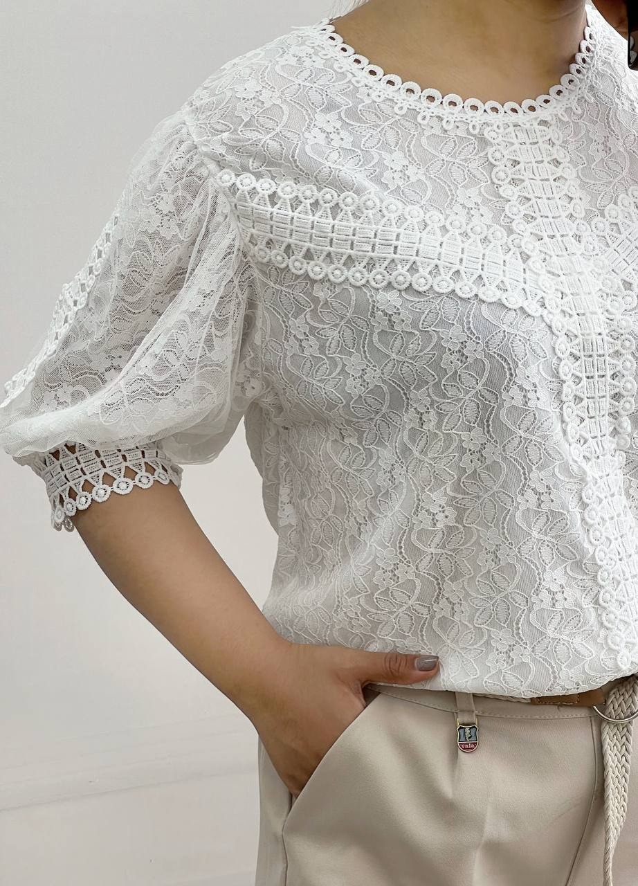 شومیز تمام گیپور آستردار کد 3733