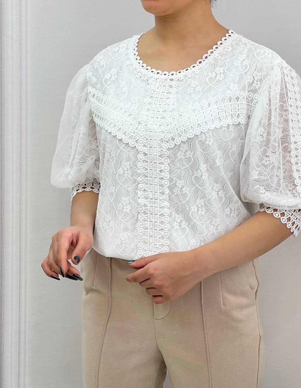 شومیز تمام گیپور آستردار کد 3733