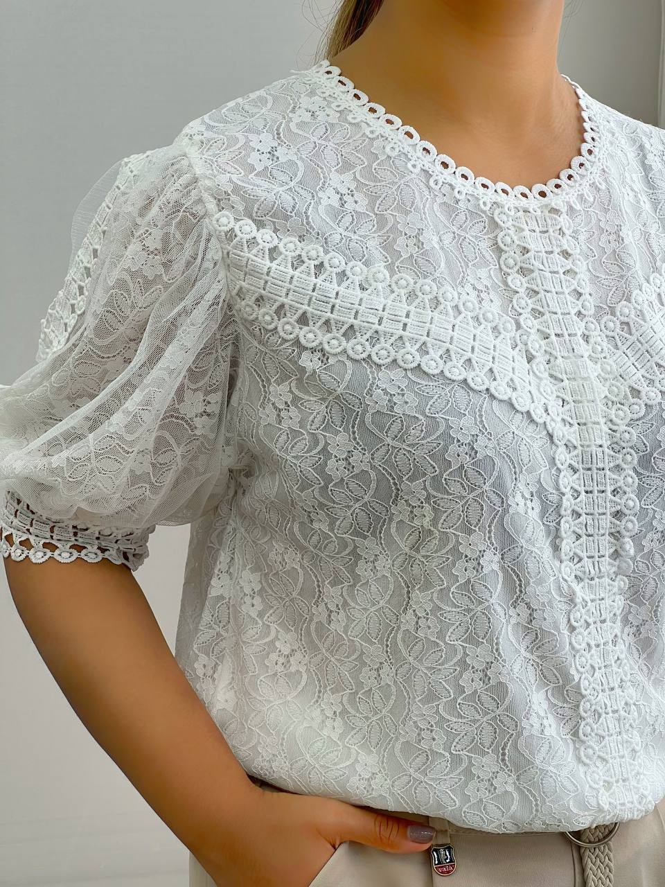 شومیز تمام گیپور آستردار کد 3733