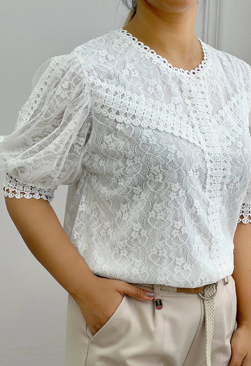 شومیز تمام گیپور آستردار کد 3733