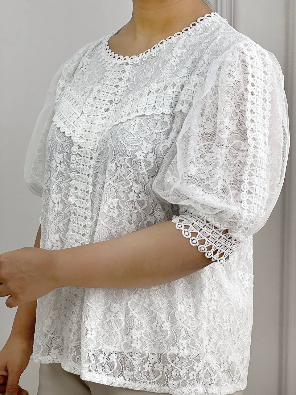 شومیز تمام گیپور آستردار کد 3733