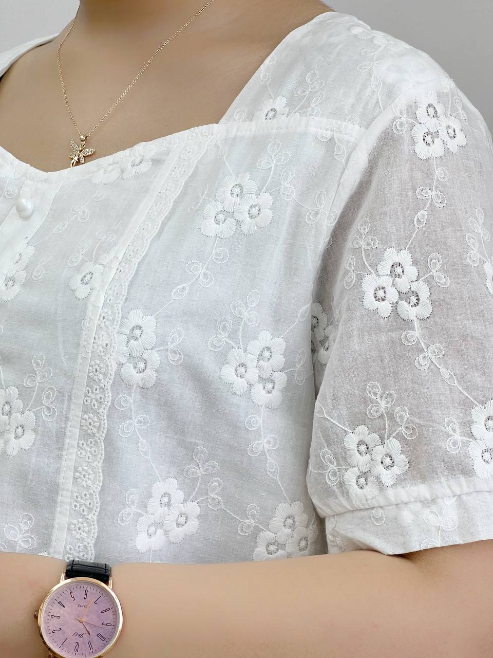 شومیز خامه دوزی تکرنگ کد 3734