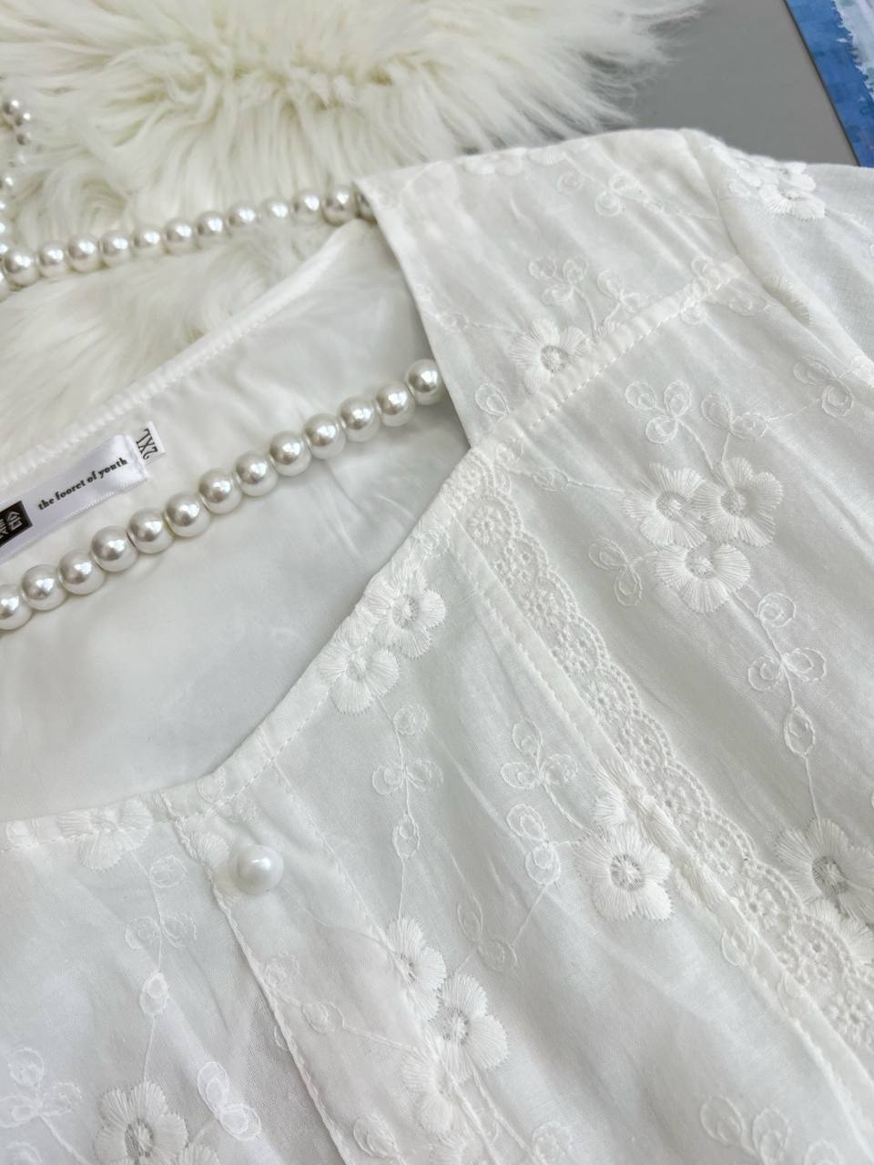 شومیز خامه دوزی تکرنگ کد 3734