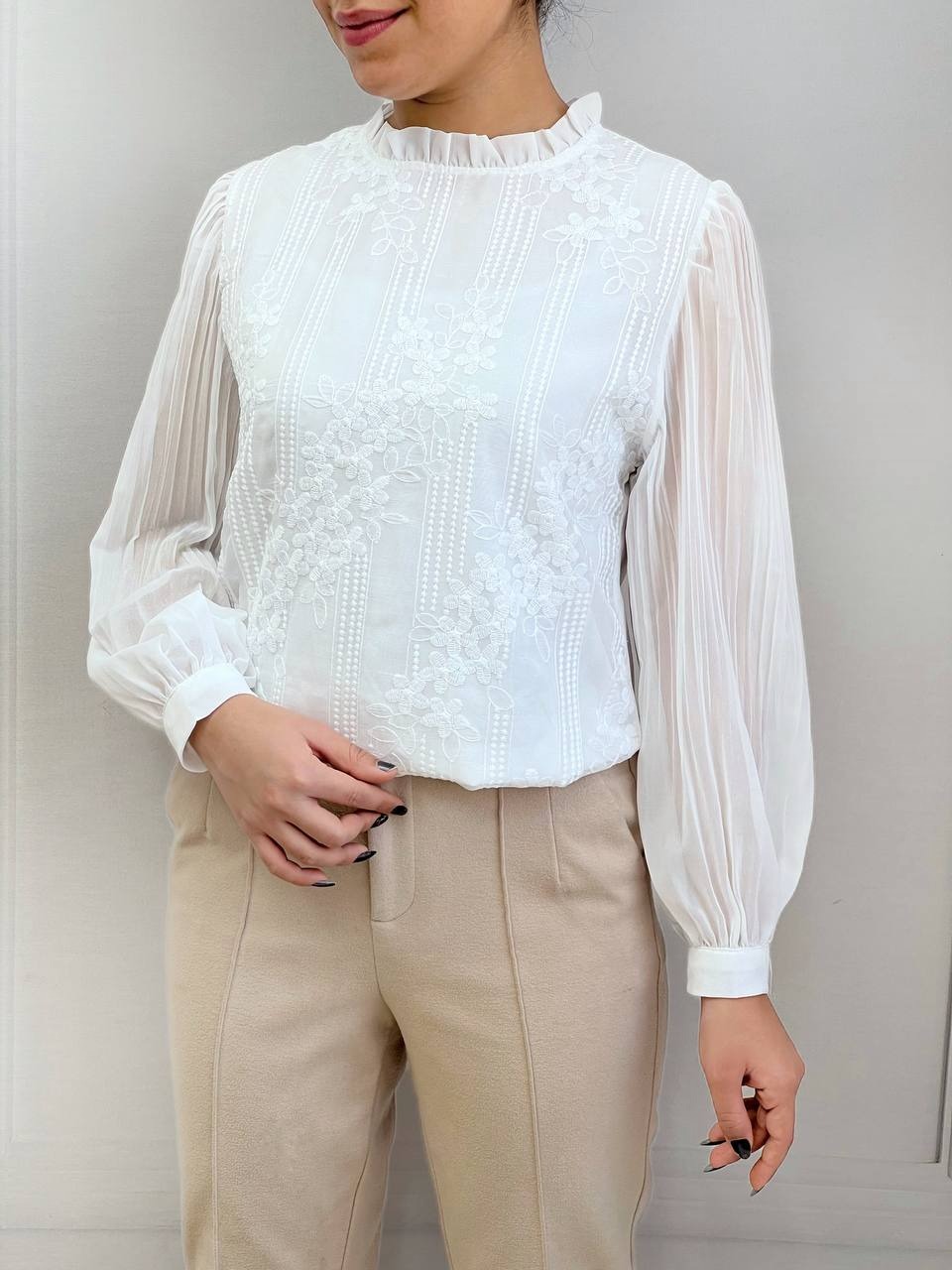 شومیز حریر گلدوزی شده کد 3736