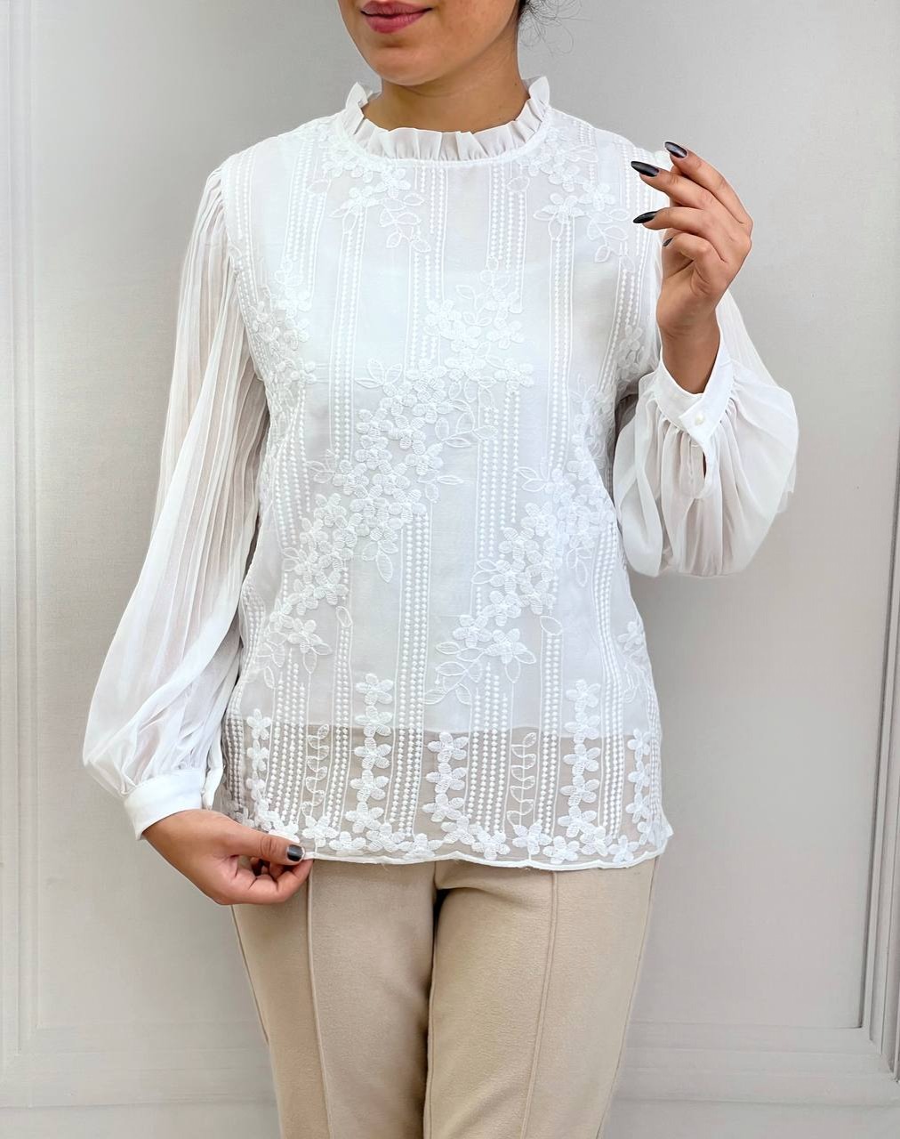 شومیز حریر گلدوزی شده کد 3736