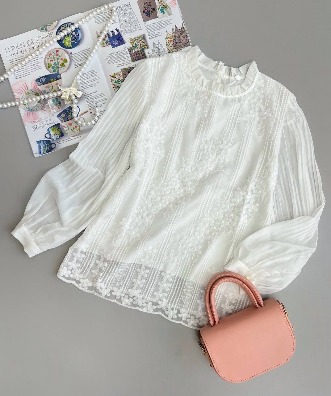 شومیز حریر گلدوزی شده کد 3736