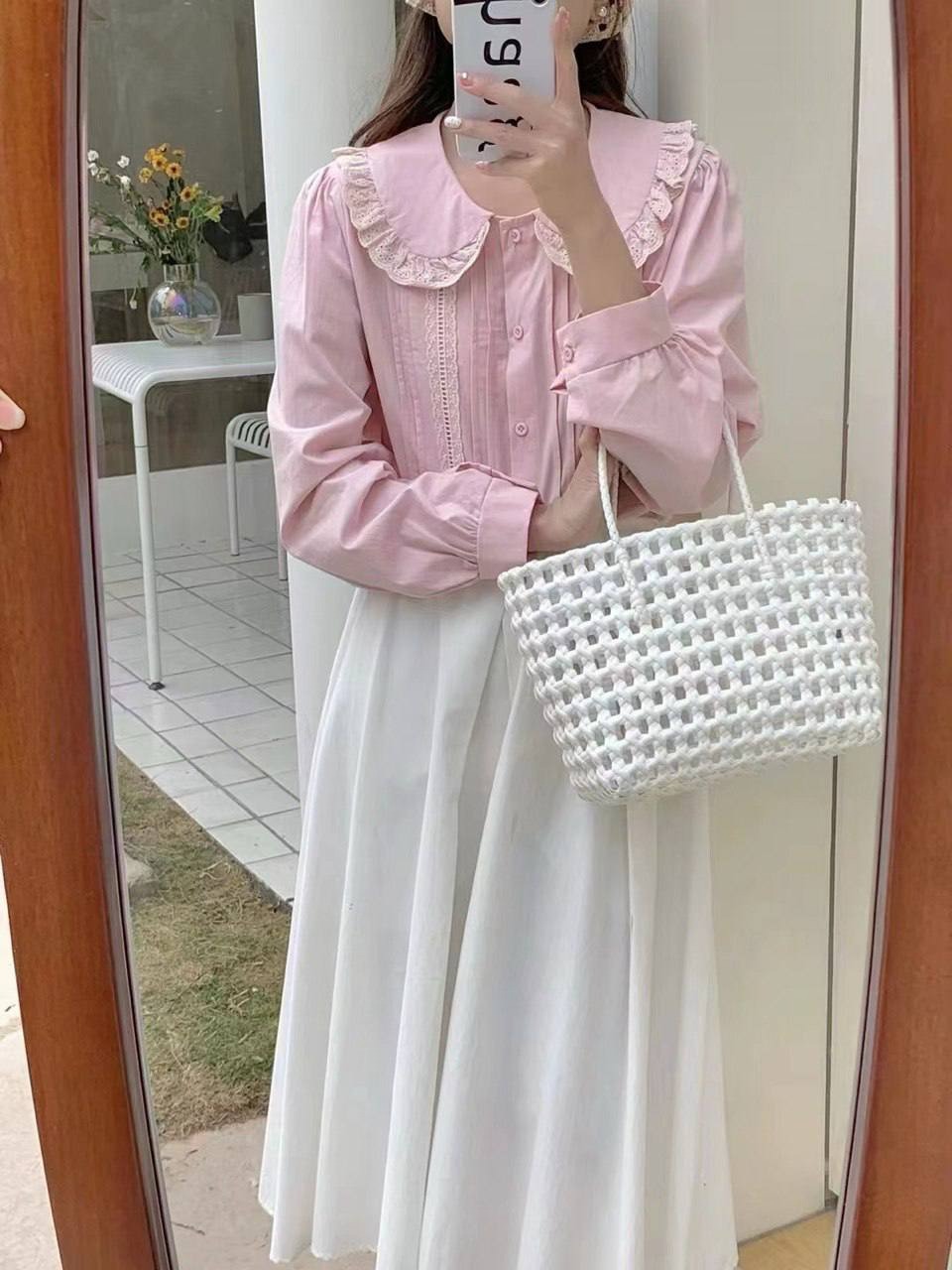 شومیز کتان نخ یقه خامه دوزی 2 کد 3738