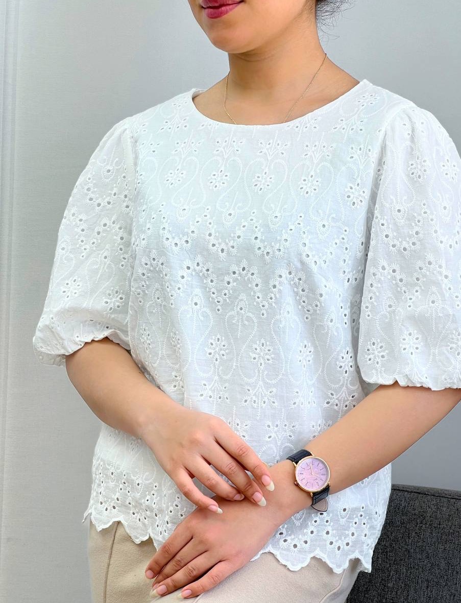 شومیز خامه دوزی استین پف کد 3740