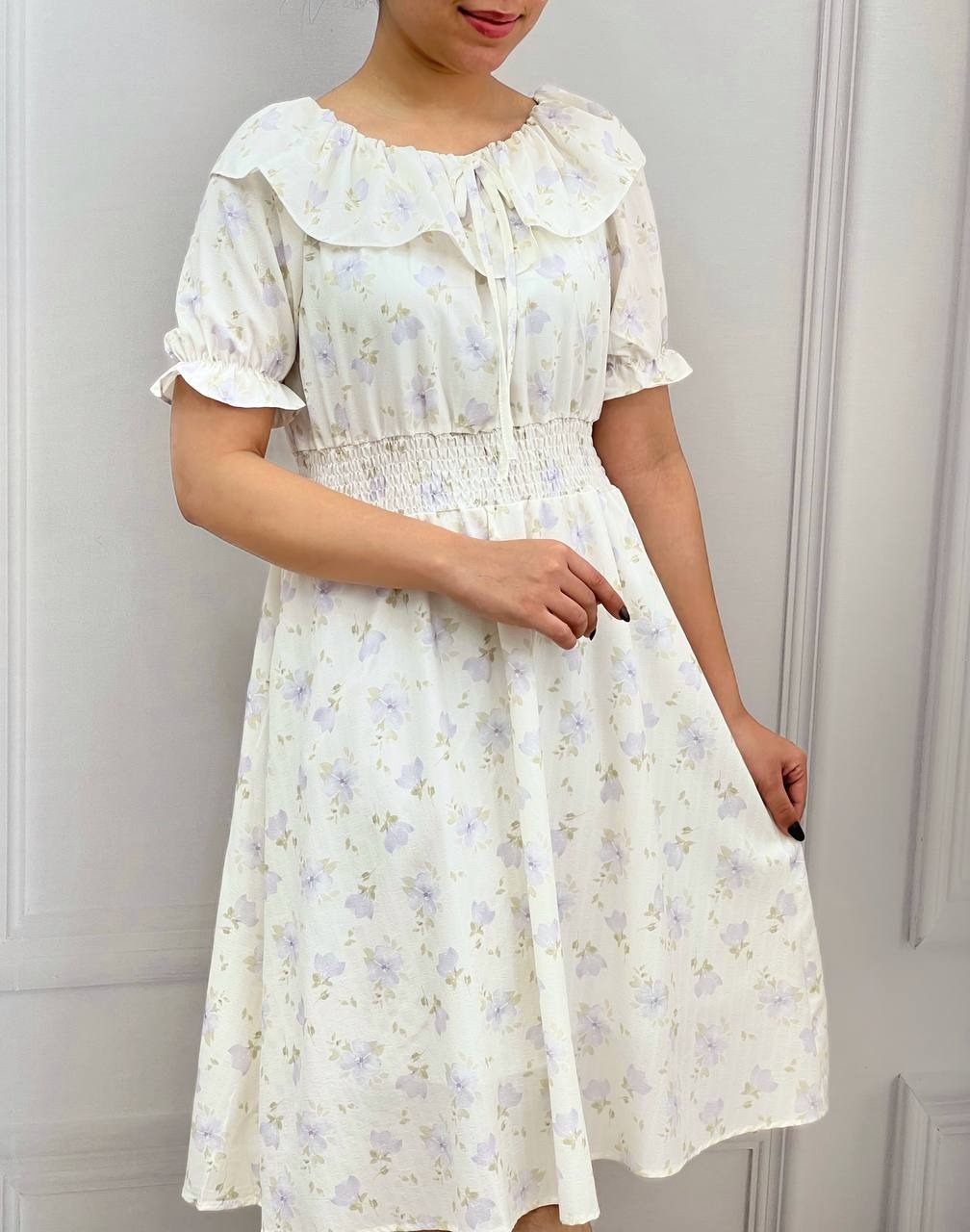 پیراهن گلگلی کمرکش کد 3742