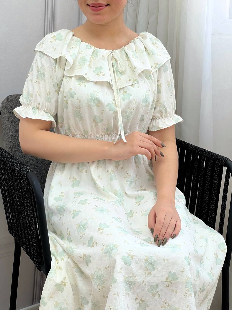 پیراهن گلگلی کمرکش کد 3742