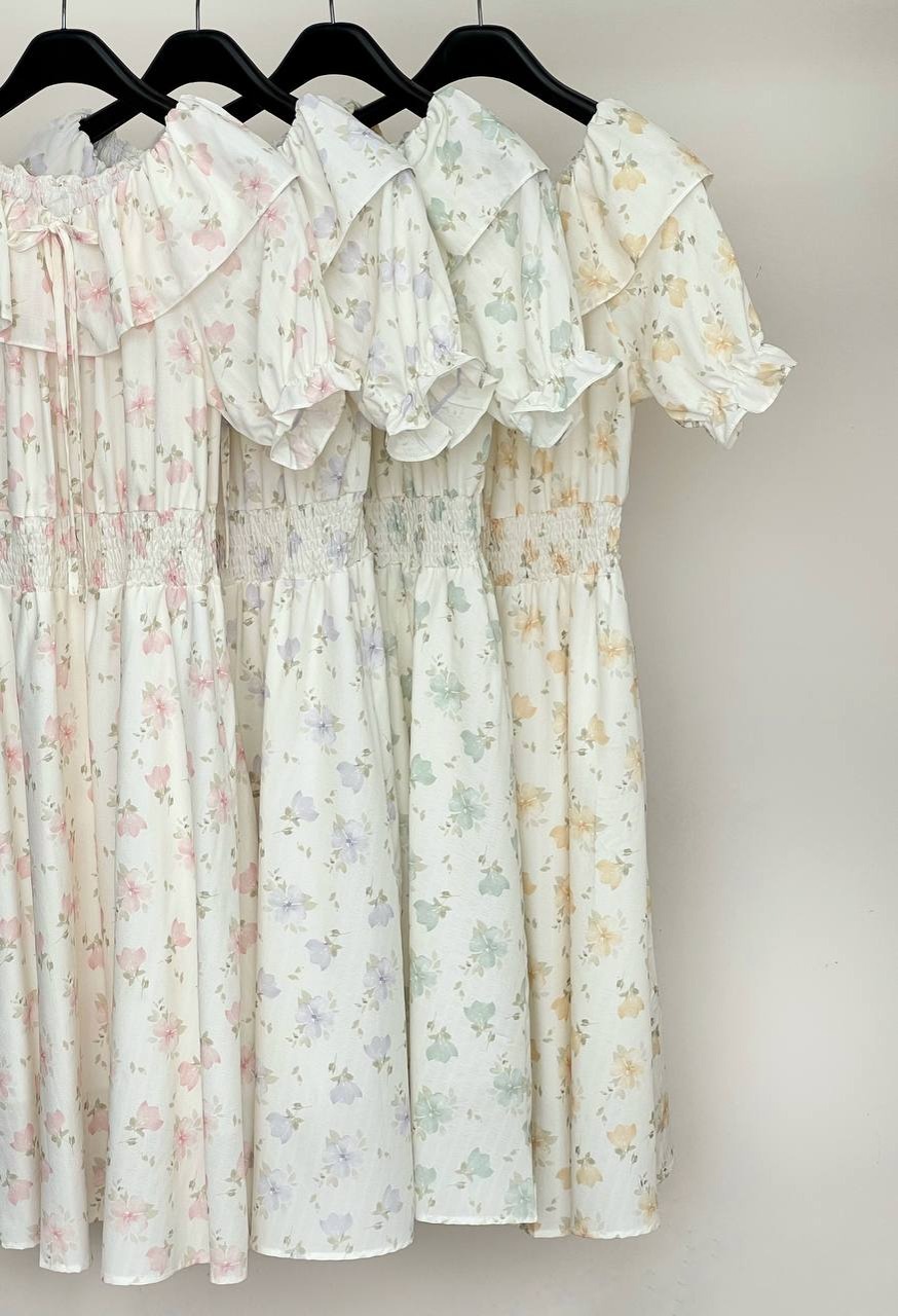 پیراهن گلگلی کمرکش کد 3742