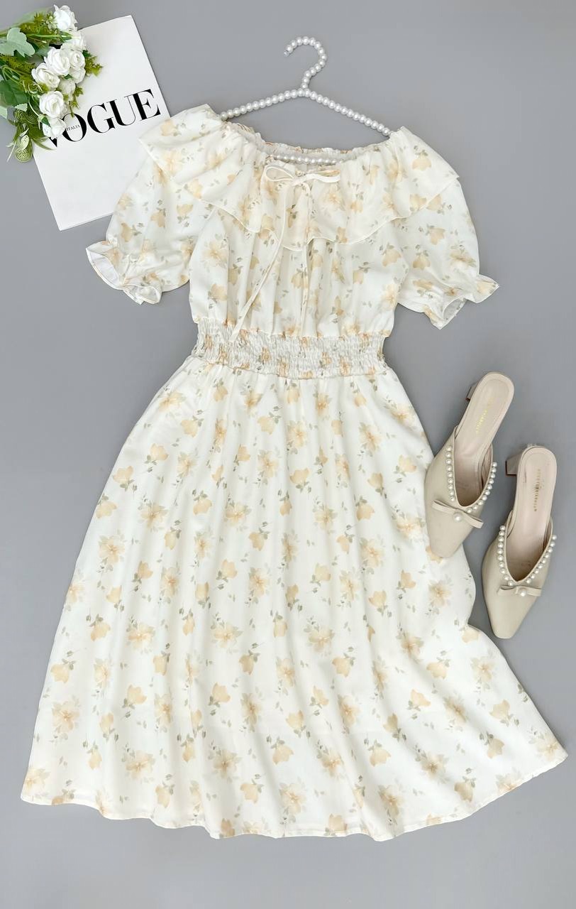 پیراهن گلگلی کمرکش کد 3742