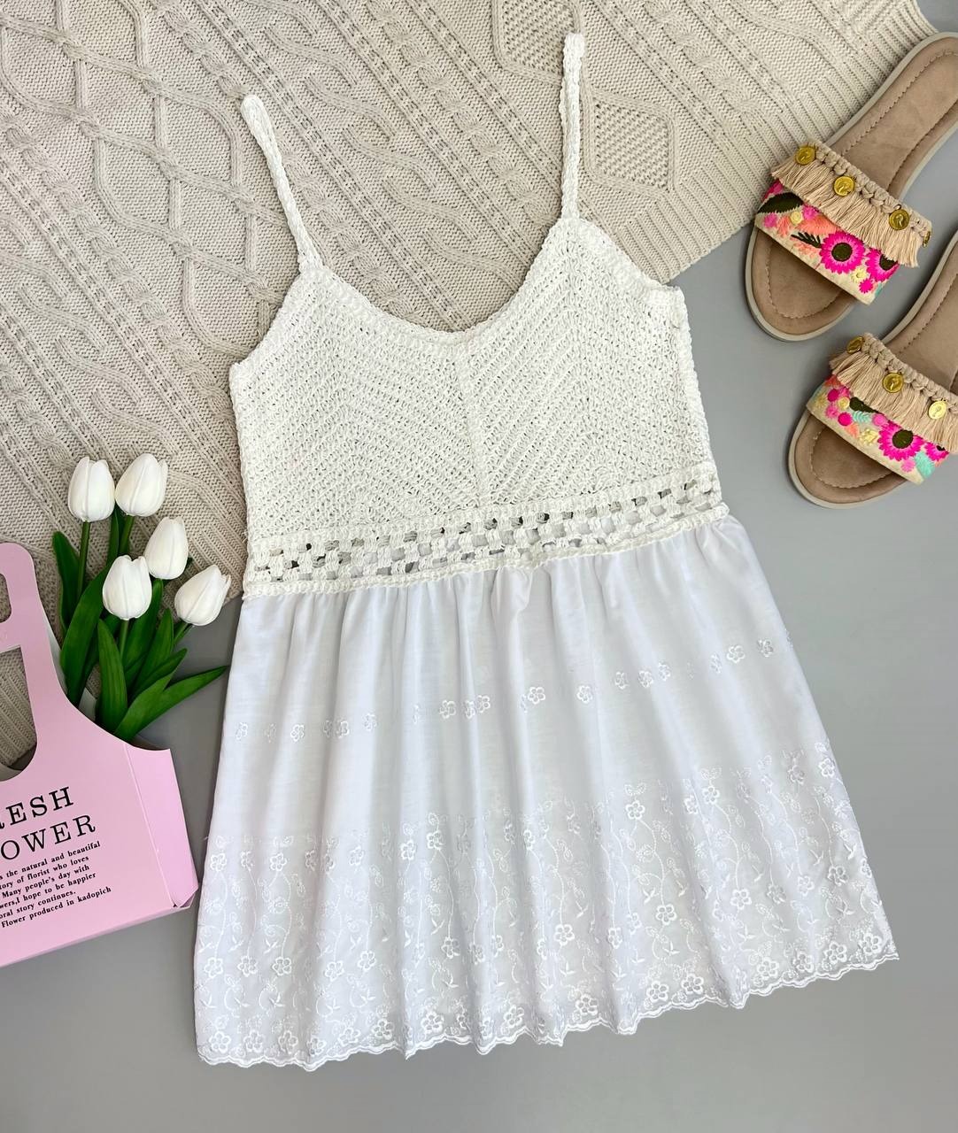 تاپ خامه دوزی سفید کد 3744