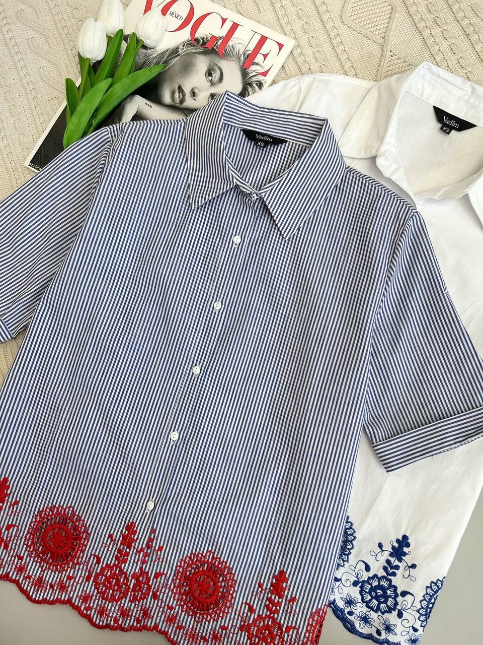 شومیز پوپلین نخ پایین خامه دوزی کد 3746