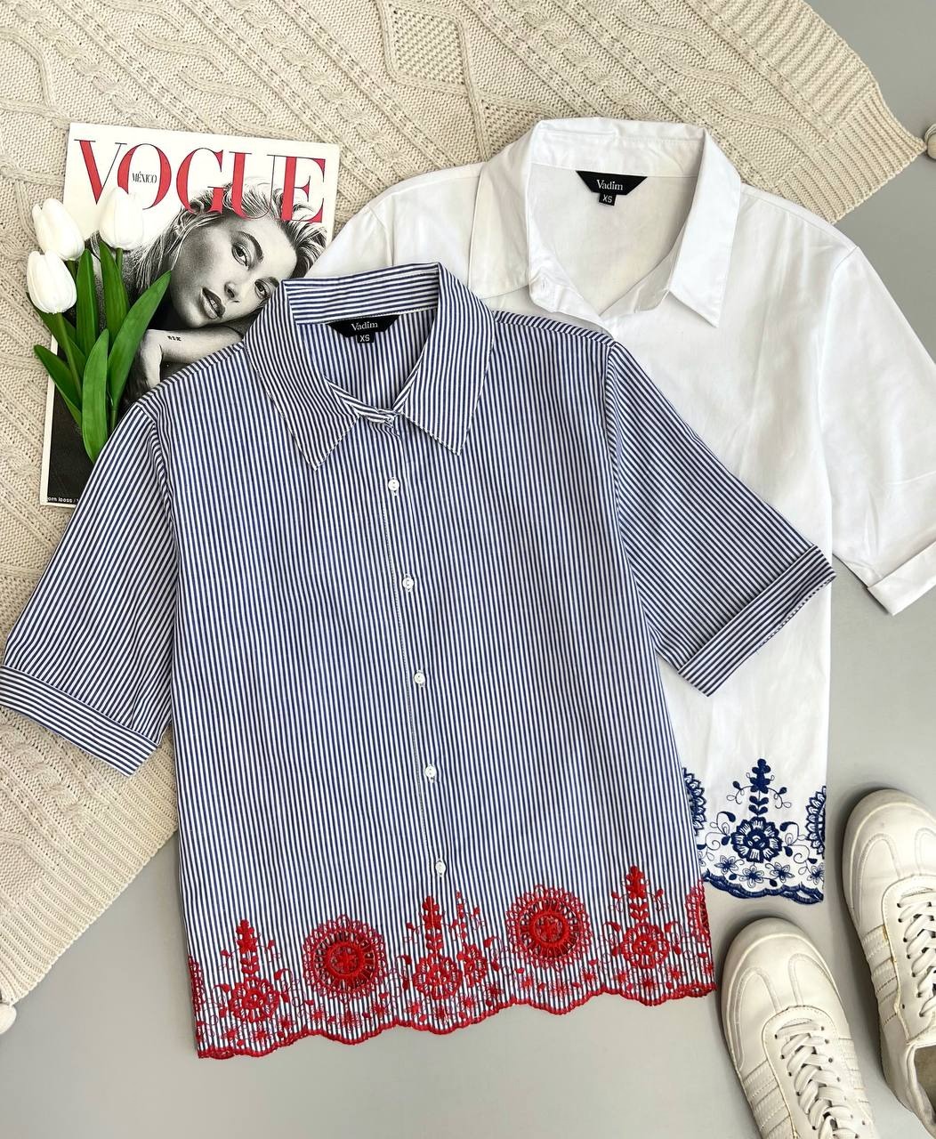 شومیز پوپلین نخ پایین خامه دوزی کد 3746