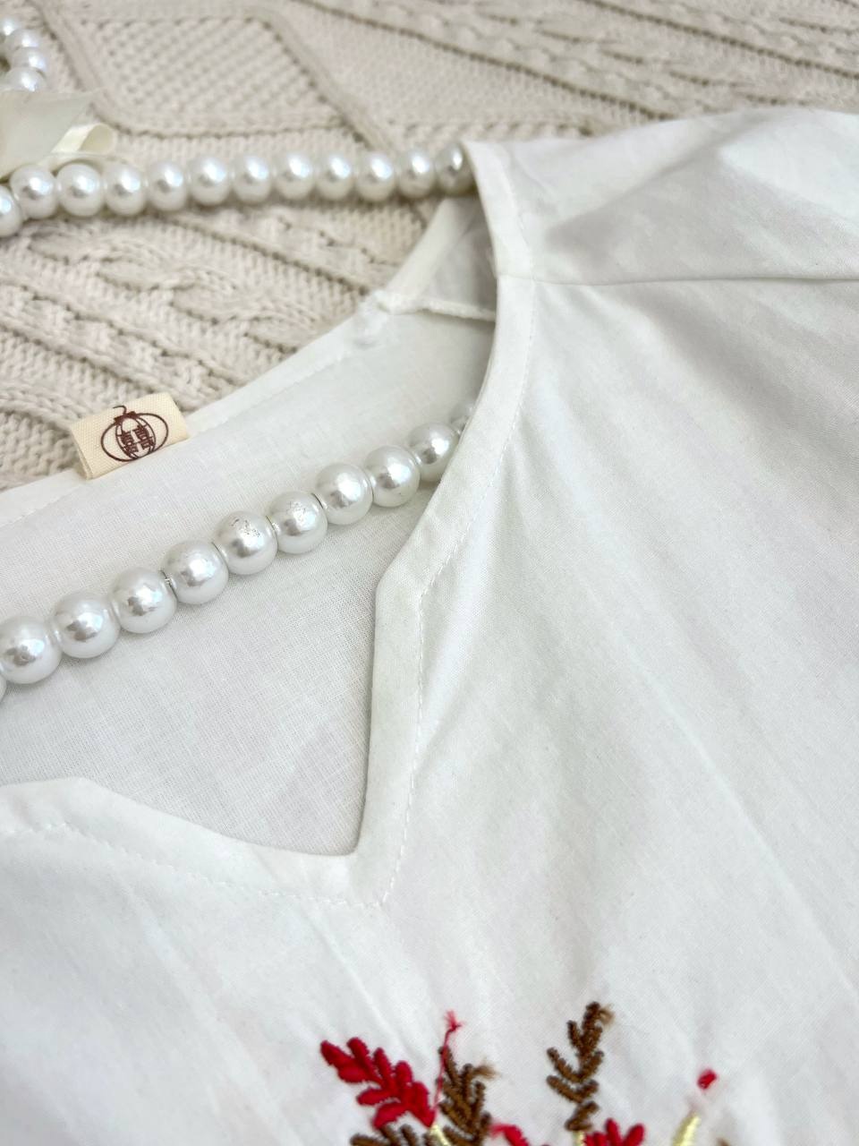 پیراهن کتان نخ گلدوزی شده کد 3748