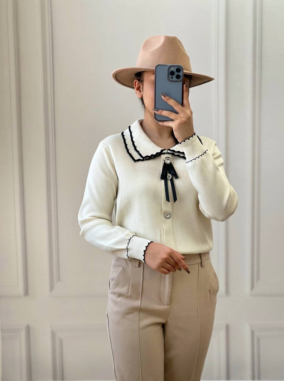 پلیور بافت دو یقه کد 3749