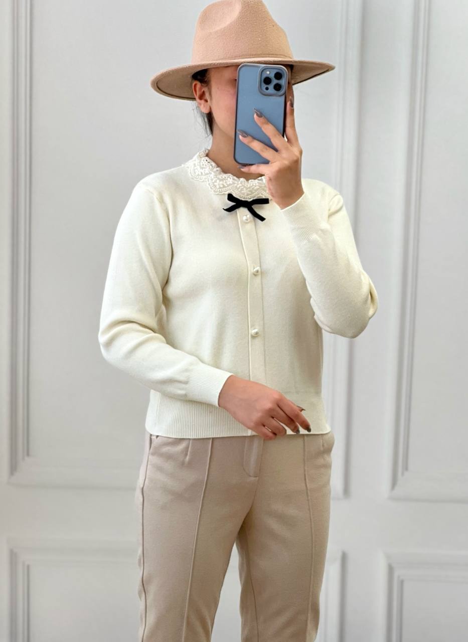 پلیور بافت یقه خامه دوزی کد 3750