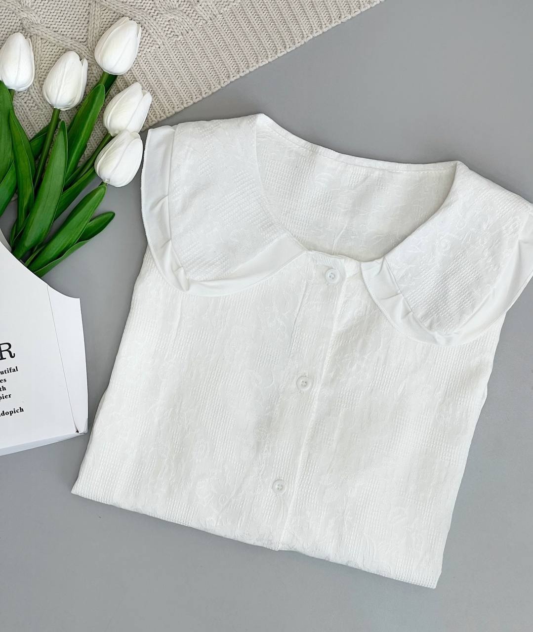 شومیز یقه ب ب گل برجسته کد 3753