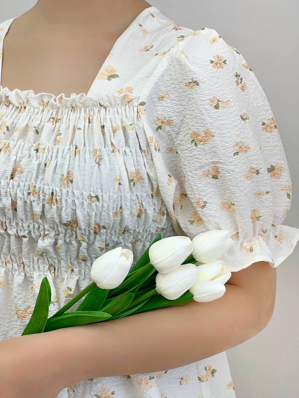 شومیز کرپ گل برجسته شکوفه کد 3760