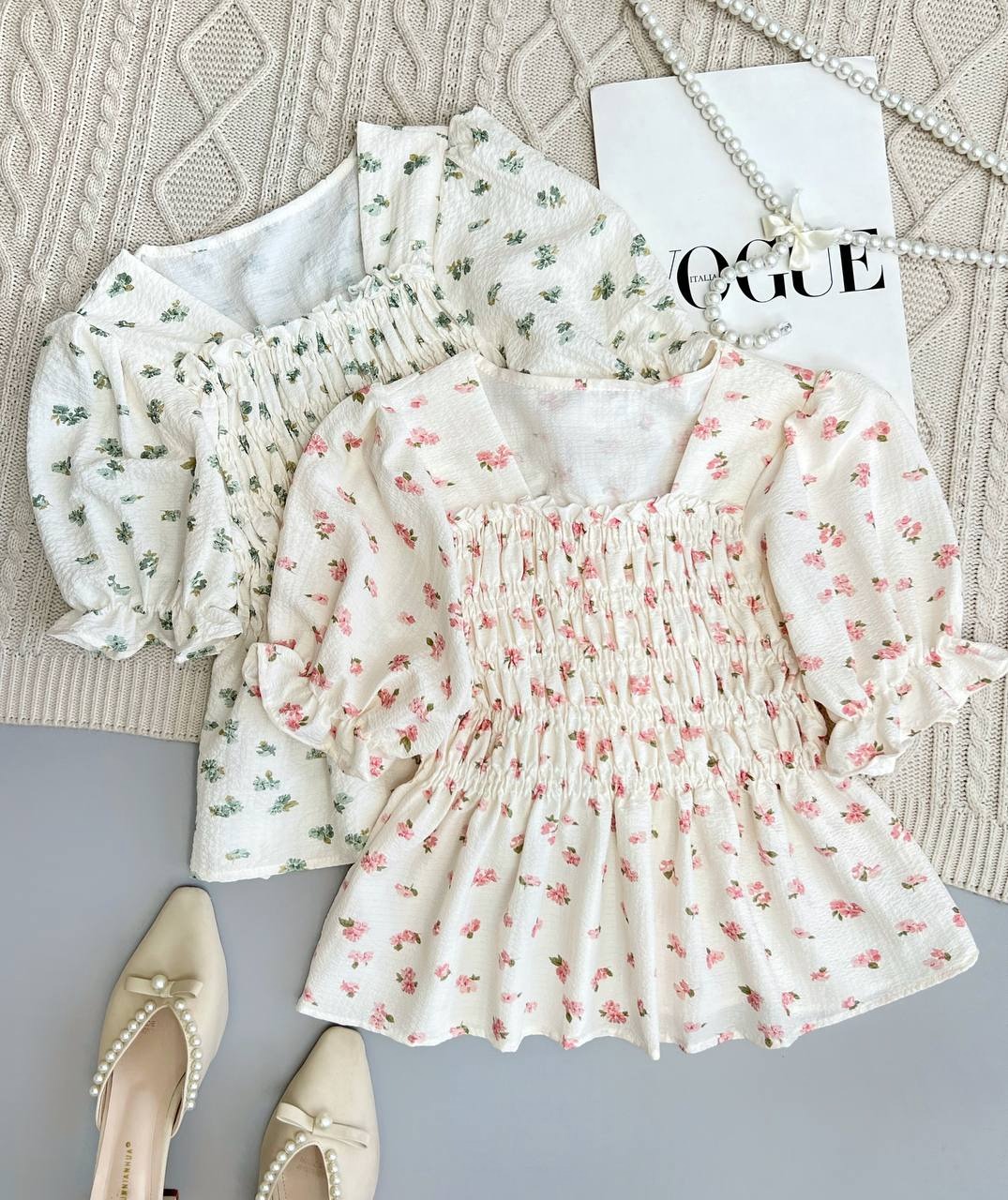 شومیز کرپ گل برجسته شکوفه کد 3760