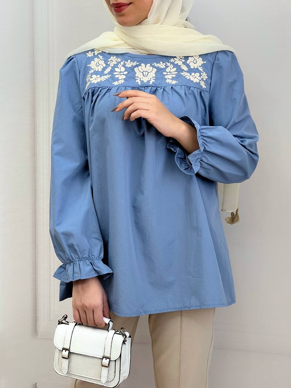 تونیک گلدوزی جین کاغذی از برند shein کد 3763