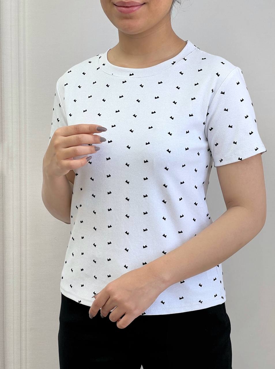 تیشرت پاپیون مخملی گل برجسته کد 3767