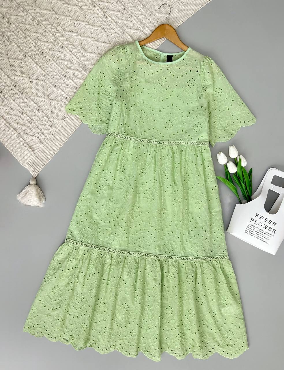 پیراهن خامه دوزی بهمراه تاپ بلند کد 3770