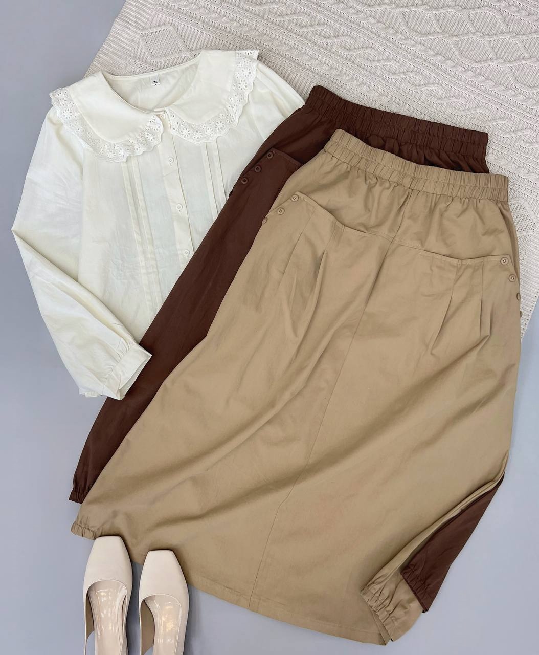 دامن کتان بلند کد 3771