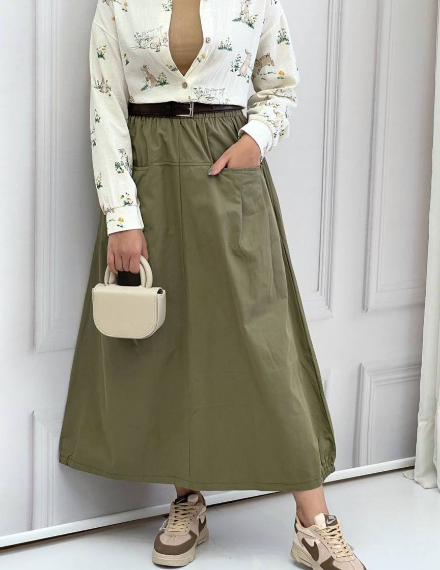 دامن کتان بلند کد 3771